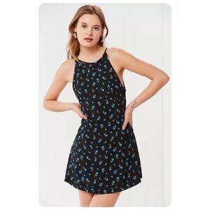 Urban Outfitters Black Mini Dress with Blue Floral Print